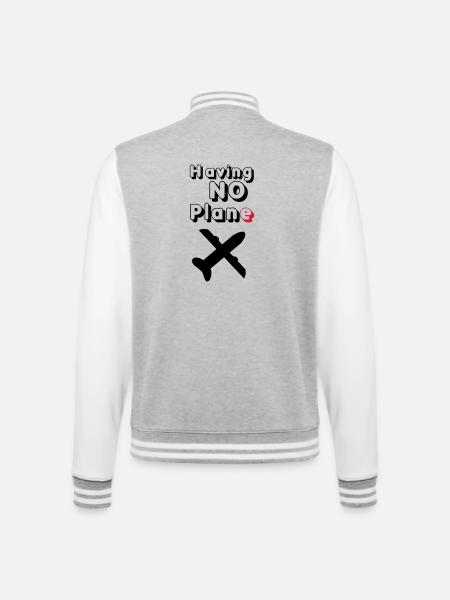 Having no Plane Geschenk - College-Sweatjacke - Grau meliert/Weiß