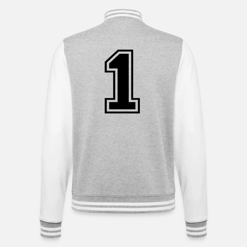 1 - College-Sweatjacke - Grau meliert/Weiß