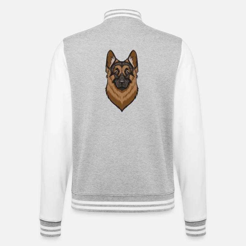 Deutscher Schäferhund - College-Sweatjacke - Grau meliert/Weiß