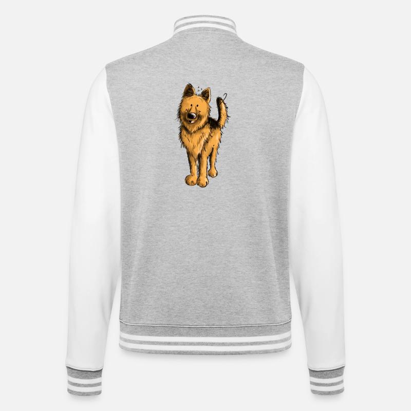 Lustiger Deutscher Schäferhund DSH Hund Comic - College-Sweatjacke - Grau meliert/Weiß