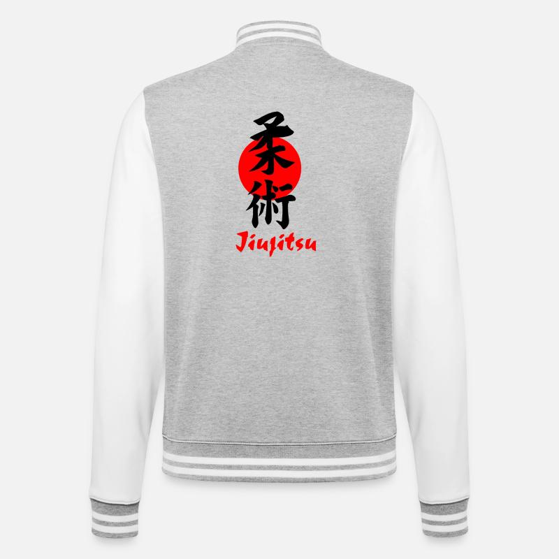 Jiujitsu Logo oder Emblem Kanji schwarz - College-Sweatjacke - Grau meliert/Weiß