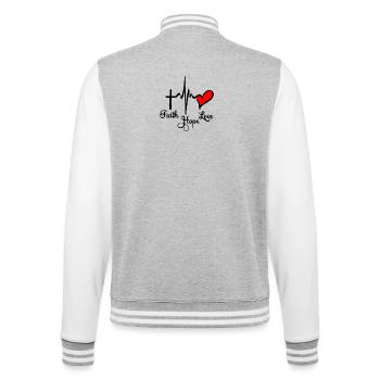 Croyez l’espoir et l’amour avec cardio cross et cœur et - Veste Teddy - gris chiné / blanc - Dos - Marisol (170cm)