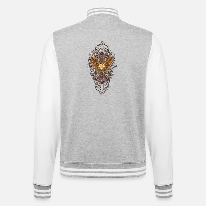 Wunderbare, elegante Schmetterlinge - College-Sweatjacke - Grau meliert/Weiß