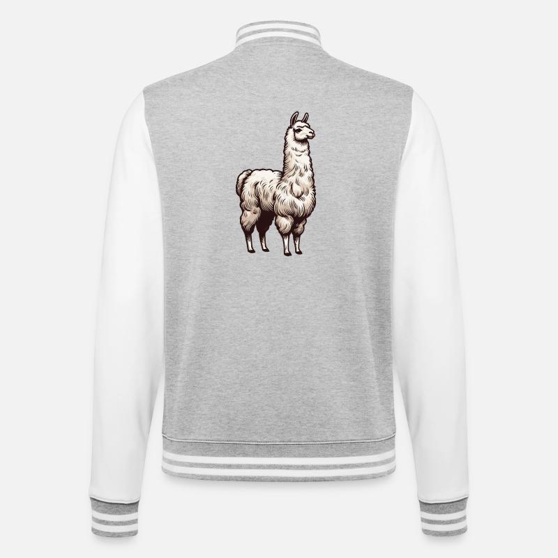 Lama blanc - Veste Teddy - gris chiné / blanc