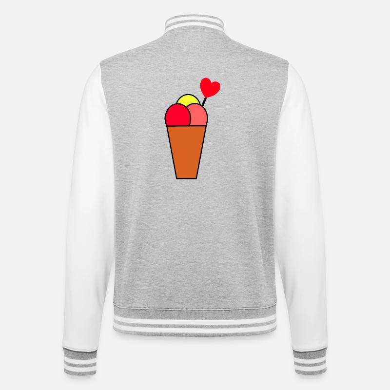 Herz im Eisbecher Eis - College-Sweatjacke - Grau meliert/Weiß