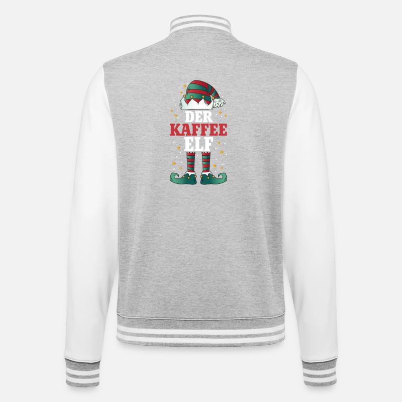 Weihnachten Der Kaffee Elf - College-Sweatjacke - Grau meliert/Weiß