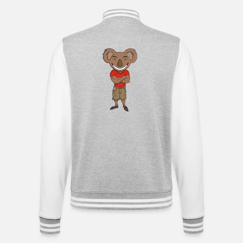 Fröhlicher Koala verschränkte Arme - College-Sweatjacke - Grau meliert/Weiß