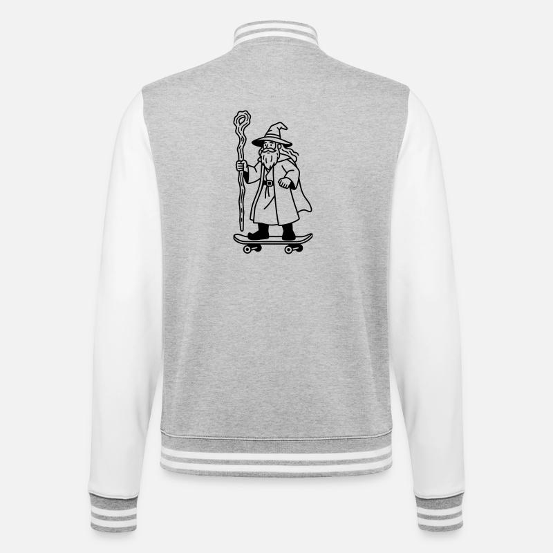 Wizard on skateboard - College Sweat Jacket - heather grey/white