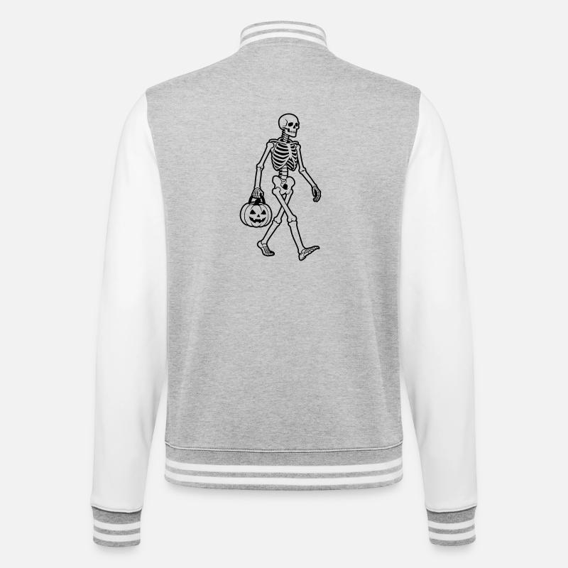 Squelette Halloween - Veste Teddy - gris chiné / blanc