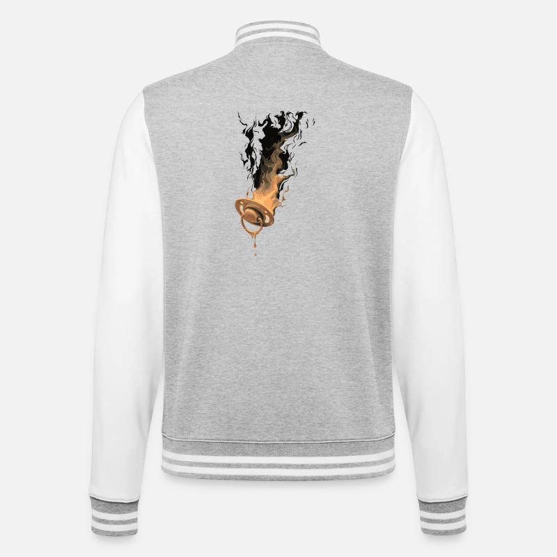 Brennender Schnuller - College-Sweatjacke - Grau meliert/Weiß