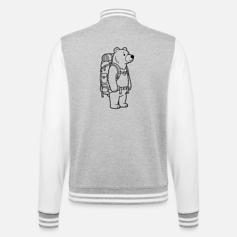 Wanderbär - College-Sweatjacke - Grau meliert/Weiß