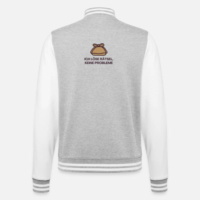I solve puzzles, no problems - College Sweat Jacket - heather grey/white