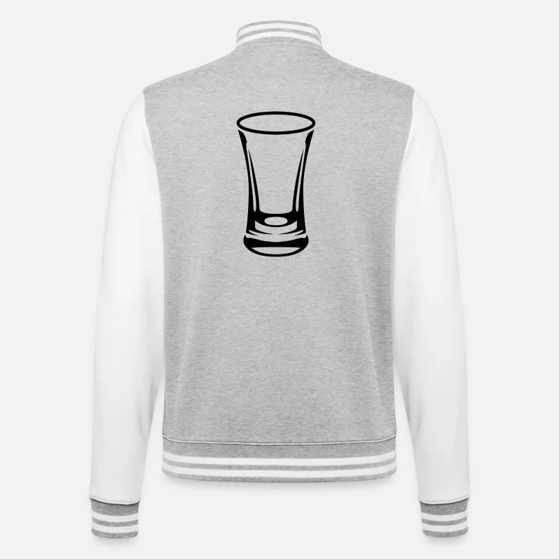 Schnapsglas - College-Sweatjacke - Grau meliert/Weiß