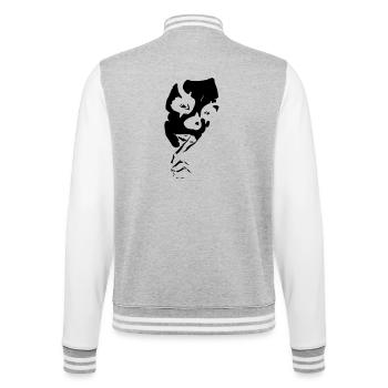 clown woman joker masque crime la catrina autocollant - Veste Teddy - gris chiné / blanc - Dos - Marisol (170cm)
