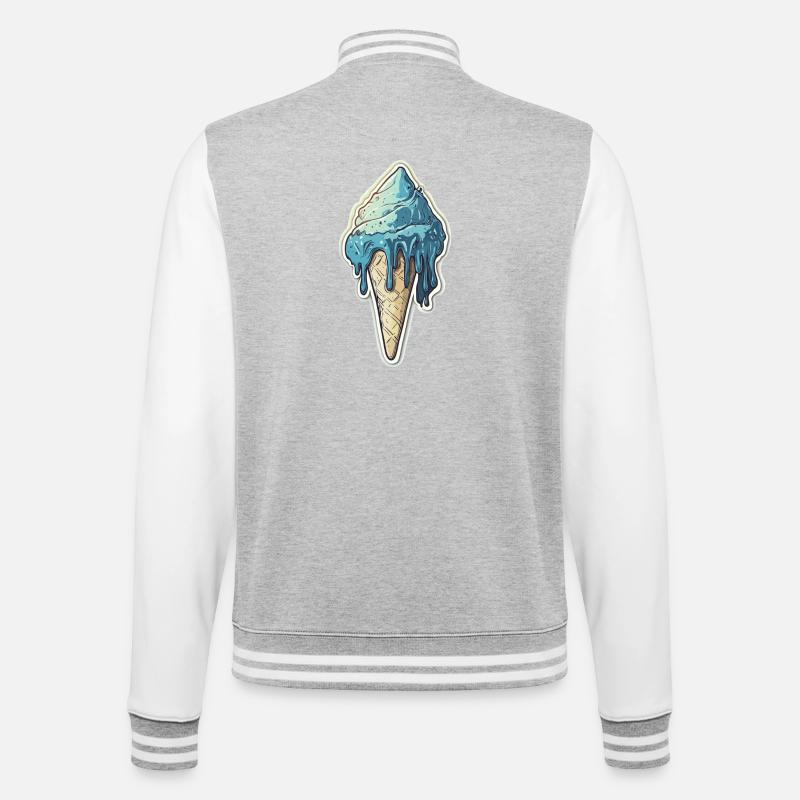 Eiscreme Eis - College-Sweatjacke - Grau meliert/Weiß