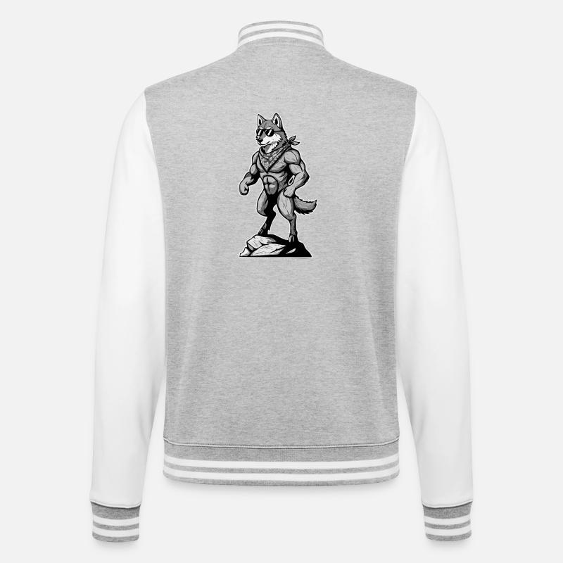 Wandern Wanderer Bergsteiger Berg Wolf  - College-Sweatjacke - Grau meliert/Weiß