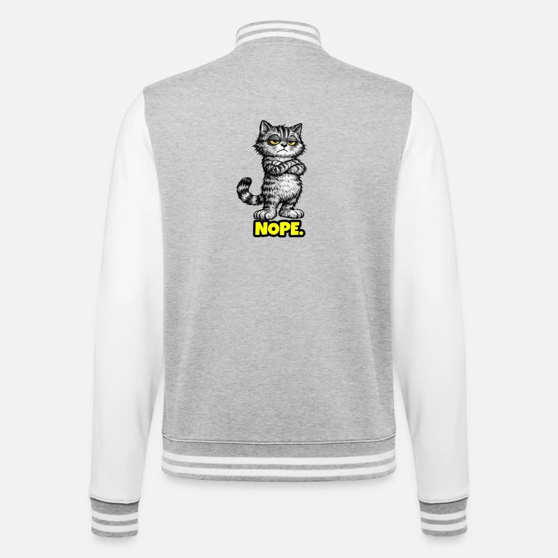 Nope. – Grumpy Katze (Chef Vibes) - Veste Teddy - gris chiné / blanc