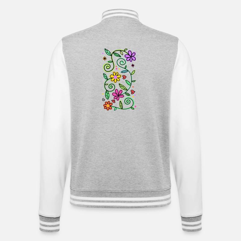 Dekorative Doodle-Gänseblümchen - College-Sweatjacke - Grau meliert/Weiß
