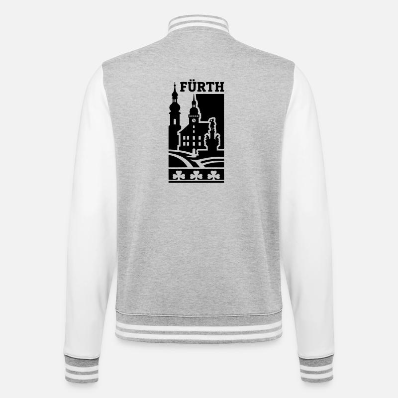 Fürth Silhouette Wahrzeichen - College-Sweatjacke - Grau meliert/Weiß