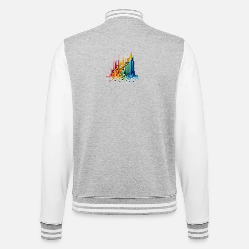 Frequenz-Wand - College-Sweatjacke - Grau meliert/Weiß