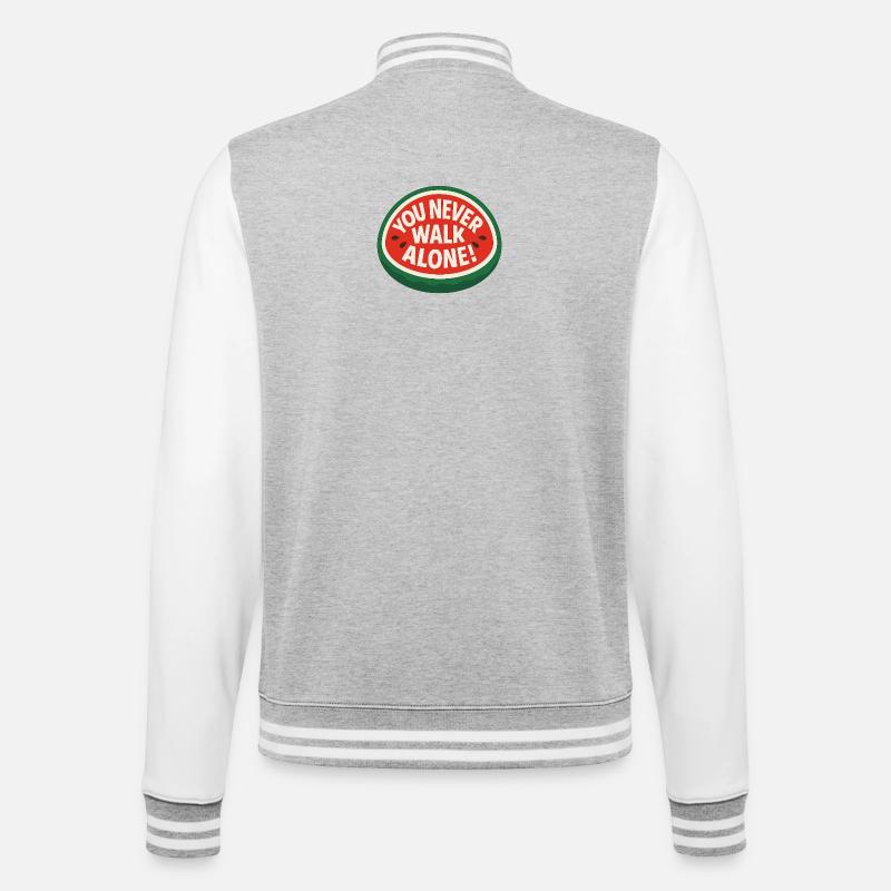 On ne marche jamais seul - Pastèque - Veste Teddy - gris chiné / blanc