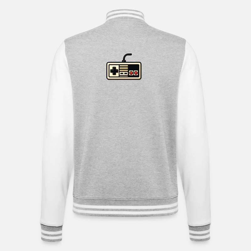 Retro NES controller design - College Sweat Jacket - heather grey/white