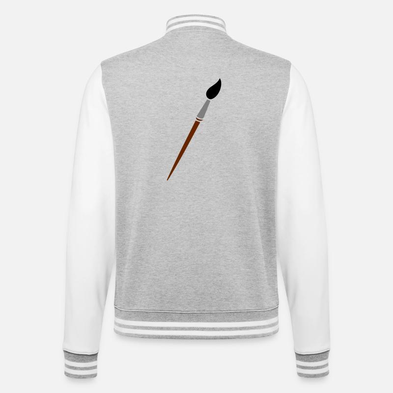 Pinsel - College-Sweatjacke - Grau meliert/Weiß