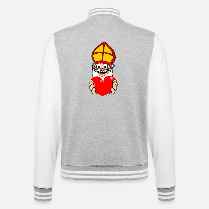 Sinterklaas mit Herz - College-Sweatjacke - Grau meliert/Weiß