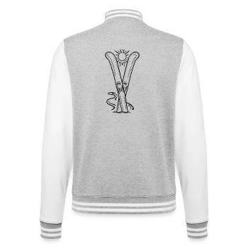 Skier mit Sonne - College-Sweatjacke - Grau meliert/Weiß - Hinten - Marisol (170cm)