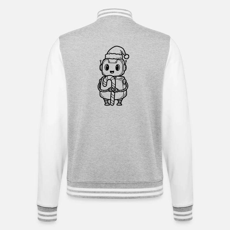 Süßer Weihnachtsjunge mit Geschenk - College-Sweatjacke - Grau meliert/Weiß