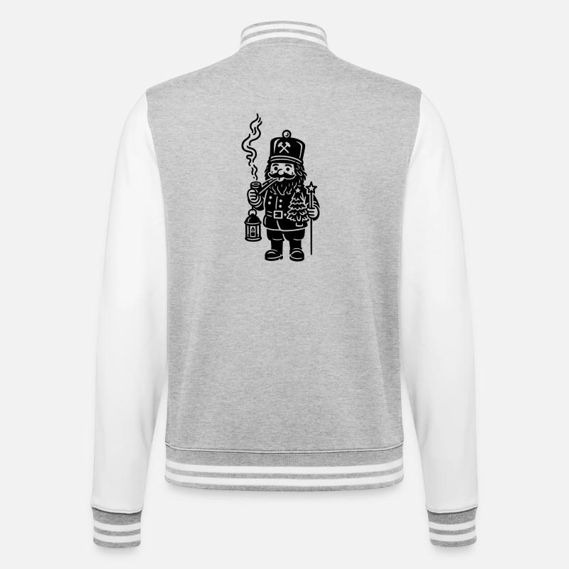 bergmann räuchermann - College-Sweatjacke - Grau meliert/Weiß