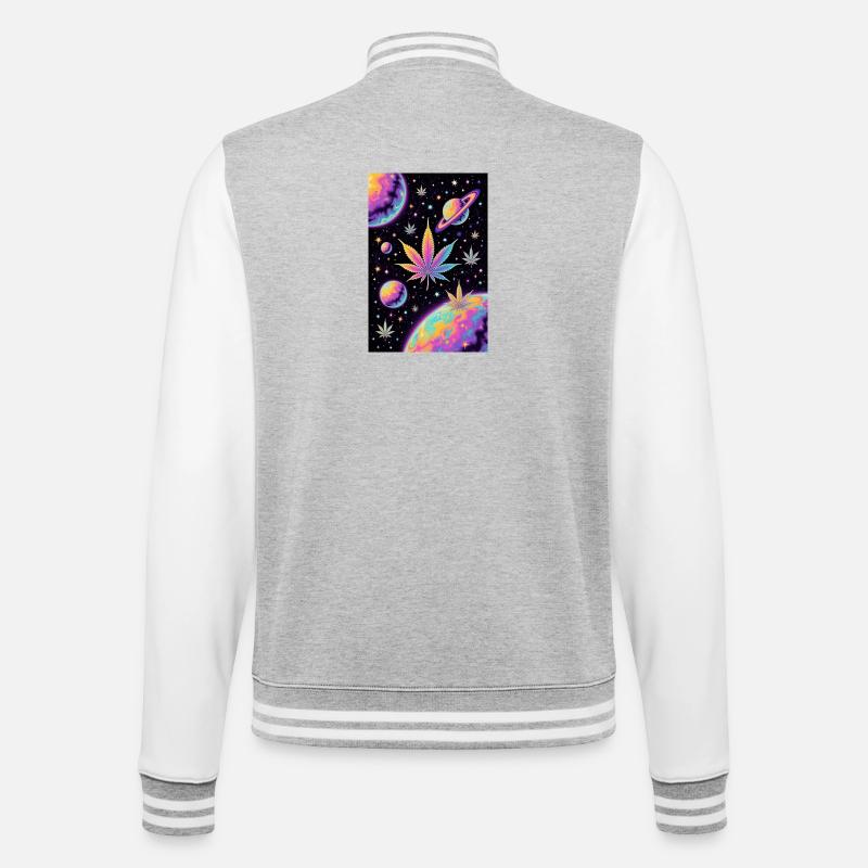 Schéma du cannabis spatial psychédélique - Veste Teddy - gris chiné / blanc