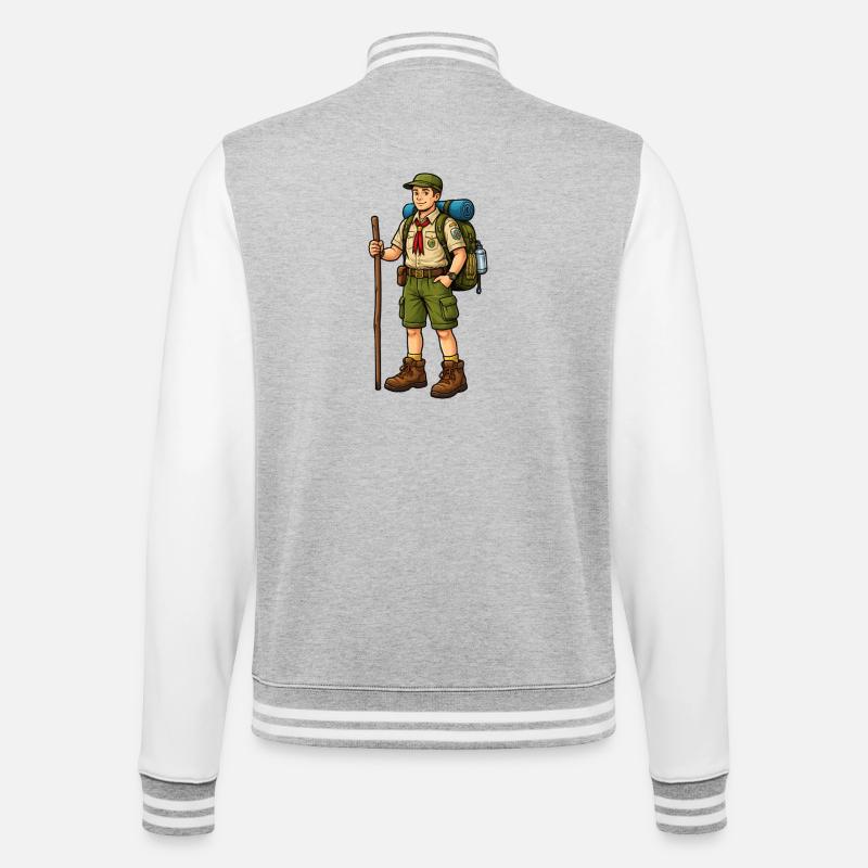 Wanderer-Scout Abenteuer - College-Sweatjacke - Grau meliert/Weiß