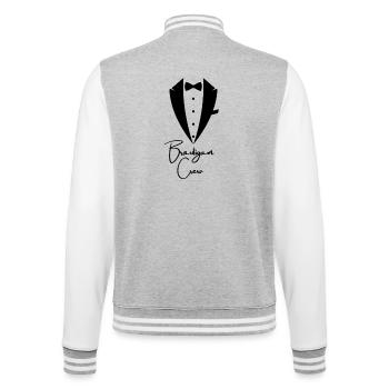 Junggesellenabschied Bräutigam CREW Bräutigam Team - College-Sweatjacke - Grau meliert/Weiß - Hinten - Marisol (170cm)