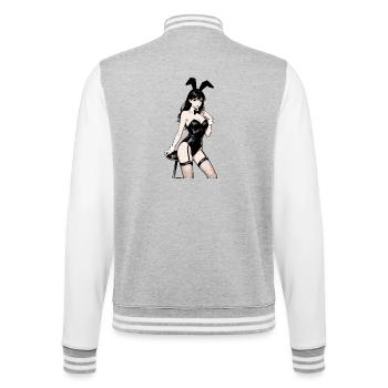 Anime Bunny Woman – Art sensuel de manga Pin-up - Veste Teddy - gris chiné / blanc - Dos - Marisol (170cm)