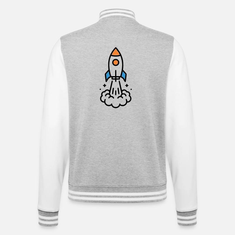 Comic spatial Rocket Launch - Veste Teddy - gris chiné / blanc
