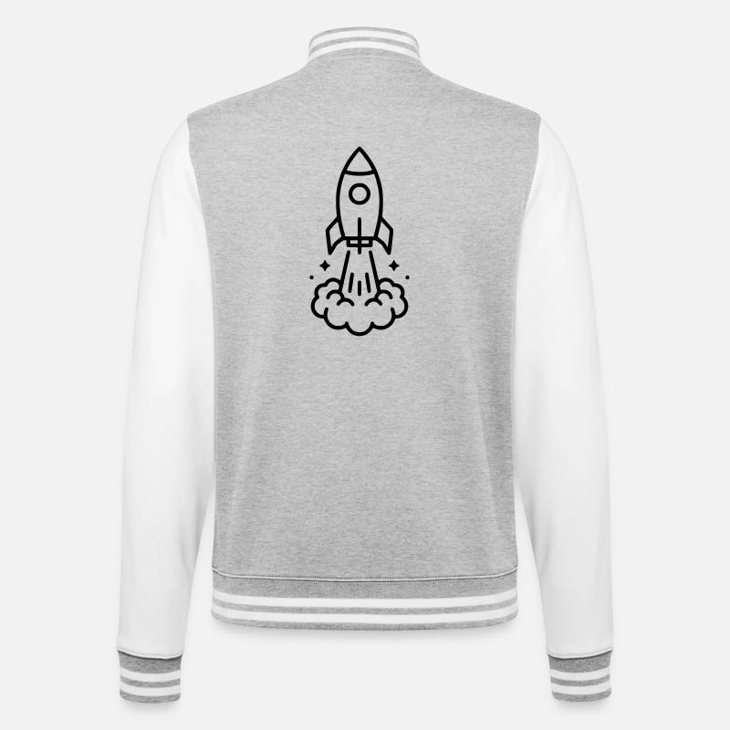Rakete Start Weltraum Icon - College-Sweatjacke - Grau meliert/Weiß
