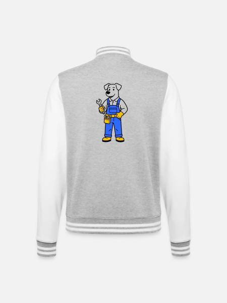 dog plumber - College Sweat Jacket - heather grey/white