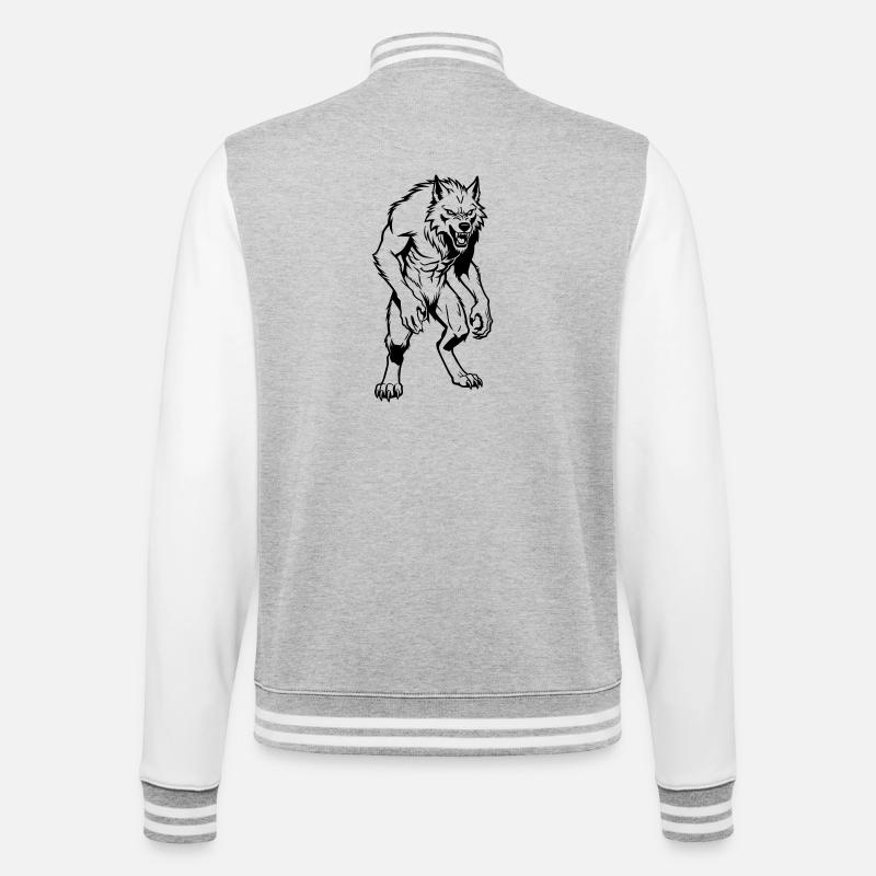 Werewolf - College Sweat Jacket - heather grey/white