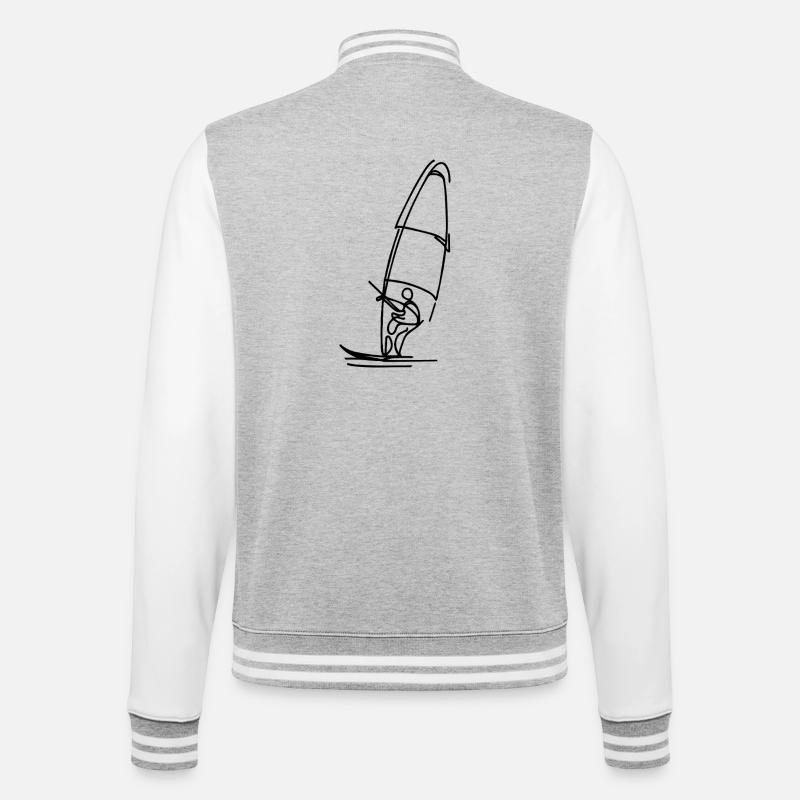 Dessin de planchiste à voile - Veste Teddy - gris chiné / blanc
