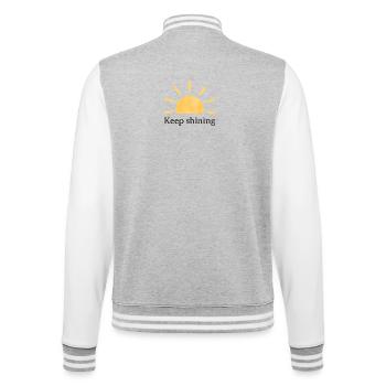 Continuer à briller – Soleil – Minimaliste - Veste Teddy - gris chiné / blanc - Dos - Marisol (170cm)