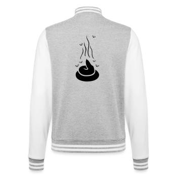 Dampfender Scheißhaufen mit Fliegen - einfärbbar - College-Sweatjacke - Grau meliert/Weiß - Hinten - Marisol (170cm)