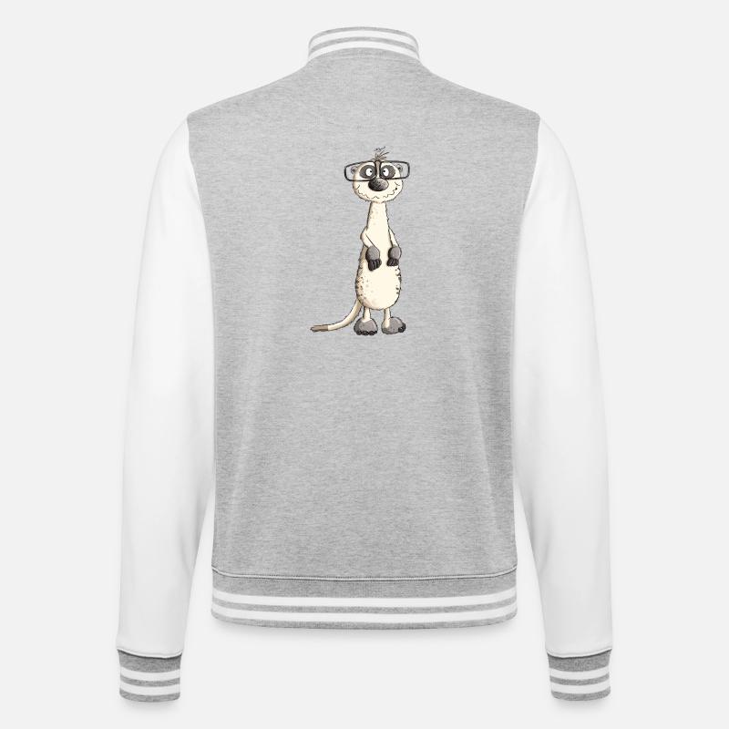 Lustiges Nerdmännchen Erdmännchen I Nerd - College-Sweatjacke - Grau meliert/Weiß