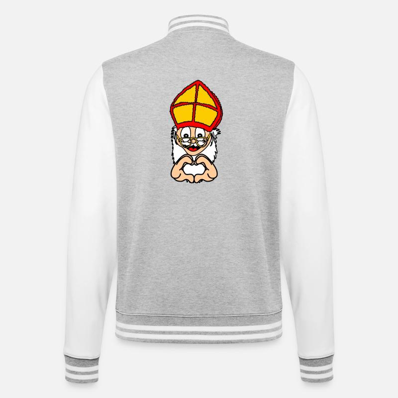 Sinterklaas mit Handgestenherz - College-Sweatjacke - Grau meliert/Weiß