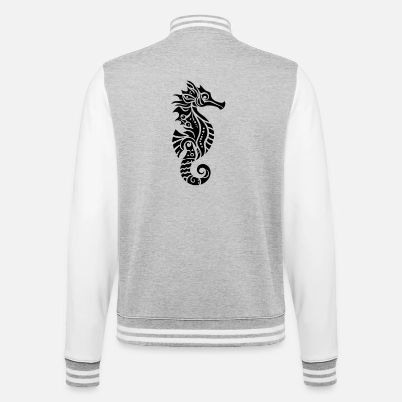 Stammes-Seepferdchen - College-Sweatjacke - Grau meliert/Weiß
