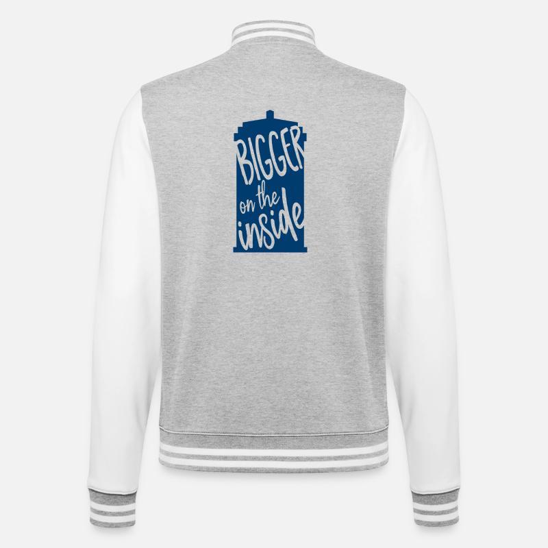 Bigger on the inside - College-Sweatjacke - Grau meliert/Weiß
