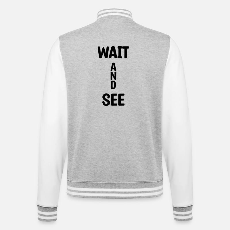 Wait And See - College-Sweatjacke - Grau meliert/Weiß