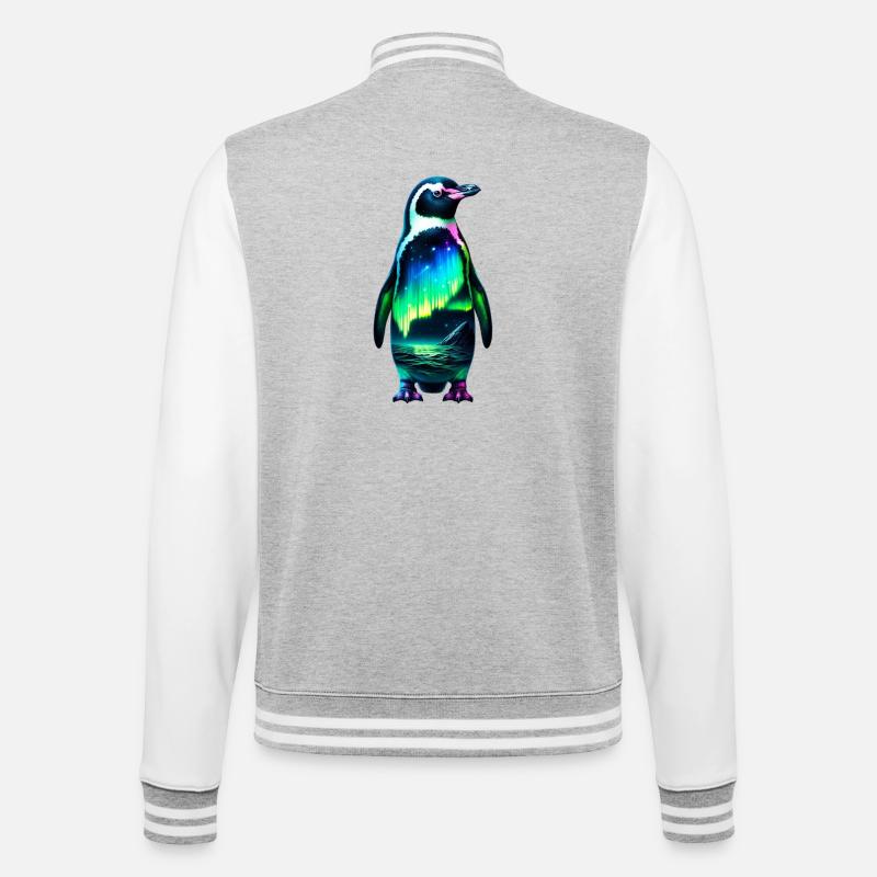 Pinguin - College-Sweatjacke - Grau meliert/Weiß