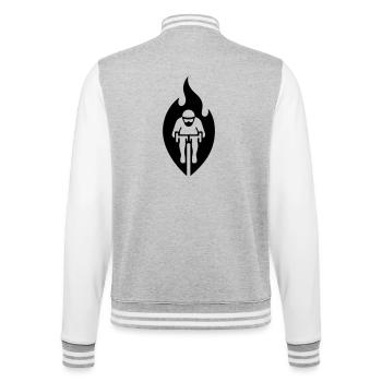 Road cyclists in flames – stylized logo - College Sweat Jacket - heather grey/white - Back - Marisol (170cm)