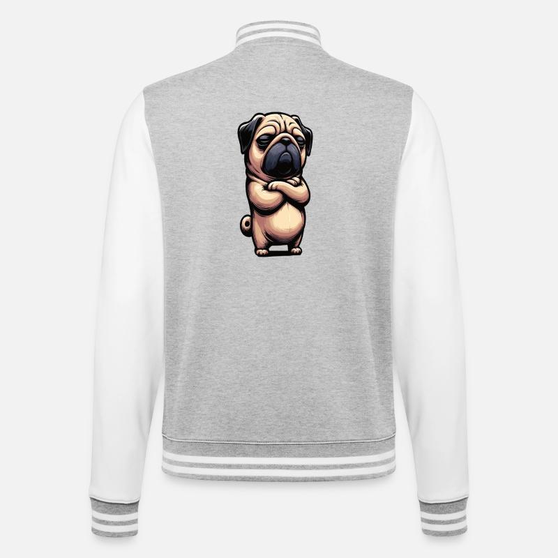 Mops Möpse Mopsbesitzer Mopsliebhaber Mopshalter - College-Sweatjacke - Grau meliert/Weiß